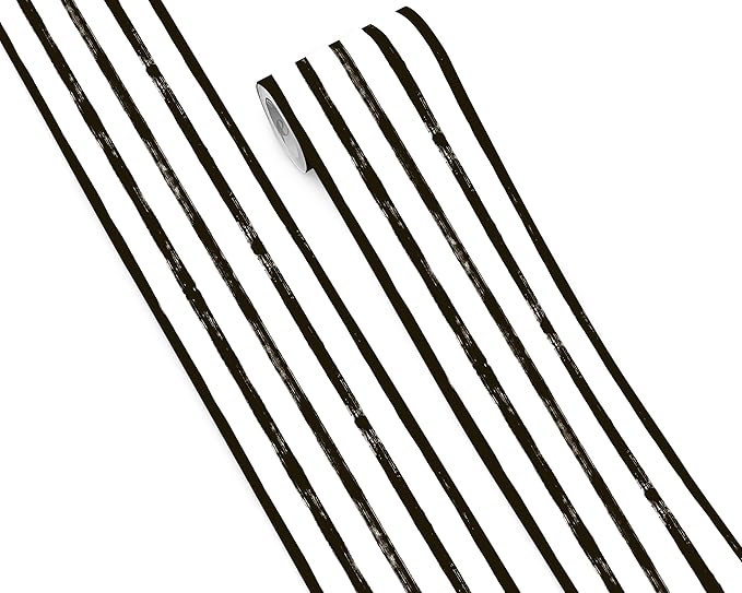 FLFK Mirror Frame Border - Black and White Striped Wallpaper Trim Peel and Stick Wall Borders Decal 5" x 240"