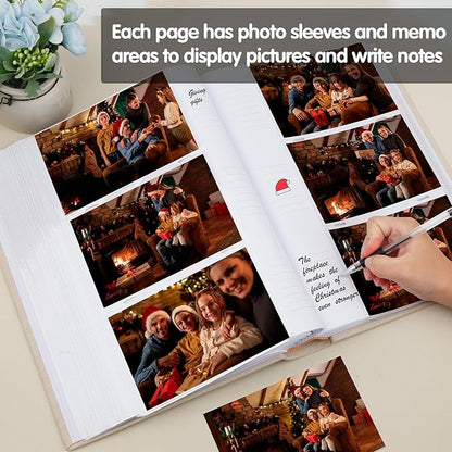 XFveiwoo Photo Album 4x6 450 Photos with Writing Space,4 x 6 Photo Book Linen Cover with Front Window, 4x6 Picture Album 450 Photos Photo Album Book for Wedding Kids Travel Family Baby Pictures, Beige