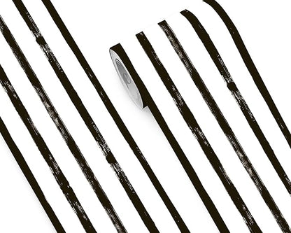 FLFK Wallpaper Border - Black and White Striped Wall Borders Decal Peel and Stick Trim 9" x 240"