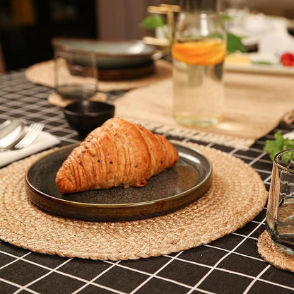 Eco Crave Jute Round Woven Placemats Set of 16, Natural 13 Inch Boho Farmhouse Rustic Hand Woven Place mat for Dining Table Decor, Wicker Chargers Heat Resistant Easy to Clean and Non-Slip Placemat
