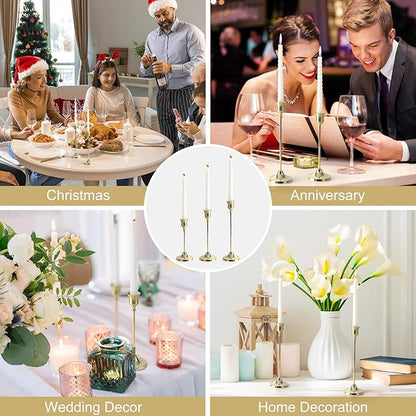 Candlestick Holders 6PCS, Metal Taper Candle Holder, Gold Candle Holders for Pillar Candles, Candle Holder for Wedding Fireplace Mantel Housewarming Gift