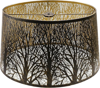 Large Lampshade Oval Etched Forest(14+8.5)×(16+10.5)×9.5"Antique Bronze Gold Lamp Shades Replacement for Floor Lamp, Bedside and Table Lamps