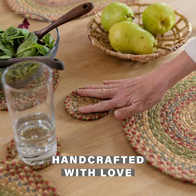 Homespice Azalea Jute Woven Placemats, Warm Country Primitive Decor, Set of 4, Multicolor 13x19 Rectangle Table Mats - Vibrant Colors, Durable, Easy to Clean and Protects Furniture