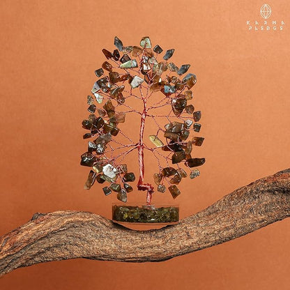Crystal Tree for Home and Office Decor, Labradorite Chakra Healing Stones Handmade Feng Shui Bonsai Tree of Life for Positive Energy, Money, Good Luck, Christmas Decor, Birthday Gifts for Women, Mom