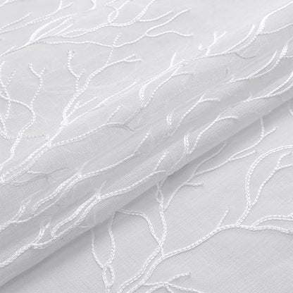 VISIONTEX Sheer Curtains 108 inch Length 2 Panels Set Decorative White Coral Embroidery Rod Pocket Embroidered Semi Sheer Window Drapes for Living Room and Bedroom 54 x 108 Inches