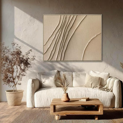 LEVERUP Abstract Painting Posters Art Brown Wall Artwork Minimalist Wall Decor for Dining Room Bedroom Office 32×40 Inchs Office Decorations Wall