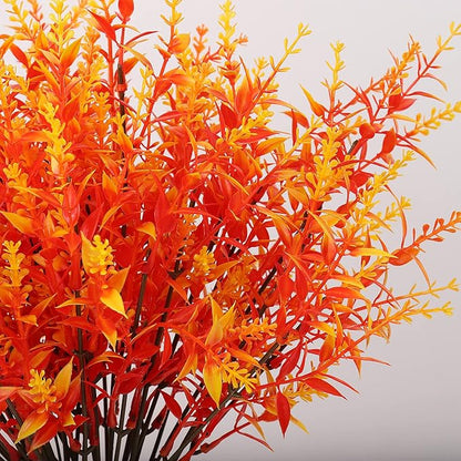 RECUTMS 20 Bundles Artificial Fall Flowers No Fade Faux Autumn Plants, Fake Indoor Outdoor Greenery for Thanksgiving Christmas Wedding Party Home Garden Fireplace Décor(Gold)