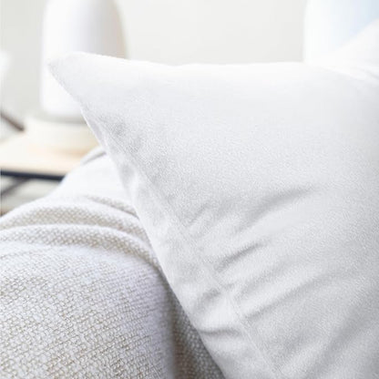 Encasa XO Velvet Throw Pillow Covers 12x12 in (30x30 cm) - White - No Inserts, Pack of 2 Cases | Solid Plain Dyed Soft & Smooth, Square Decorative Cushion Covers for Living & Bedroom