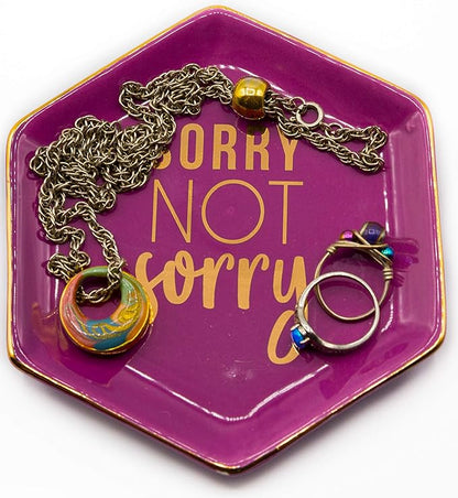 Stephanie Imports Ceramic Trinket Plate and Decorative Jewelry Dish (Sorry Not Sorry)