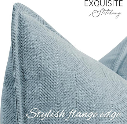 ZWJD Throw Blue Pillow Covers 12x20 inch Set of 2 Chenille Pillow Covers with Elegant Design Soft and Luxurious Decorative Throw Pillows for Couch, Bed, and Home Decor (Light Blue)