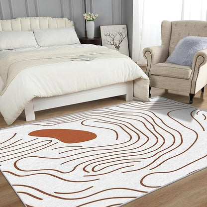 Abstract Rugs for Living Room - Abstract Swirl Area Rug, 3x5 Rug, Minimalist Boho Rug & Home Decor, Line Art Carpet & Room Decor, Washable Non Slip Anti Skid Rugs