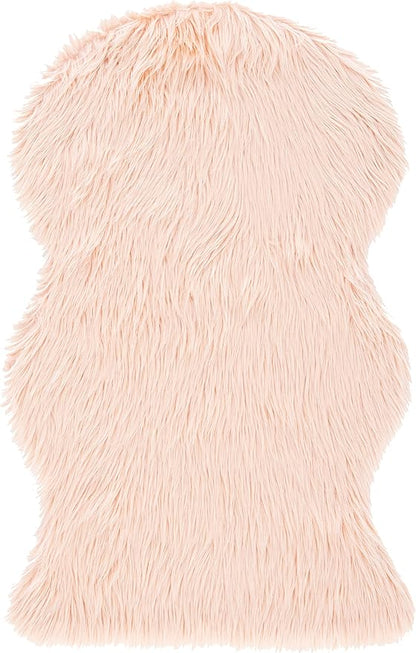 SAFAVIEH Faux Sheep Skin Collection 2' x 3' Light Pink FSS115U Silken Glam 2.35-inch Thick Accent Rug