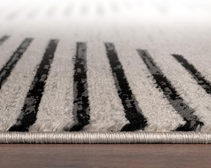 Rugshop Bohemian Stripe Stain Resistant High Traffic Living Room Kitchen Bedroom Dining Home Office Area Rug 4' x 6' Cream
