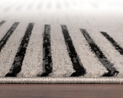 Rugshop Bohemian Stripe Stain Resistant High Traffic Living Room Kitchen Bedroom Dining Home Office Area Rug 12' x 15' Cream