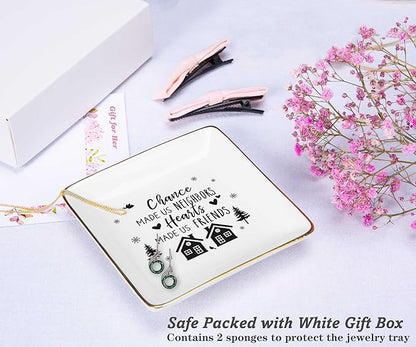 NZY Birthday,Christmas Gifts for Neighborhood,Friends,Women,Funny Friend,Bestie,Neighbor Gifts,Christmas Tree Decoration-Ceramic Jewelry Tray Trinket Holder Ring Dish