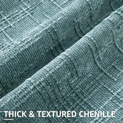 decorUhome Spring Teal Chenille Throw Pillow Covers 16x16 Set of 2 Textured Slubby Couch Pillow Covers Farmhouse Accent Modern Neutral Decorative Pillow Cases for Bed Sofa Living Room