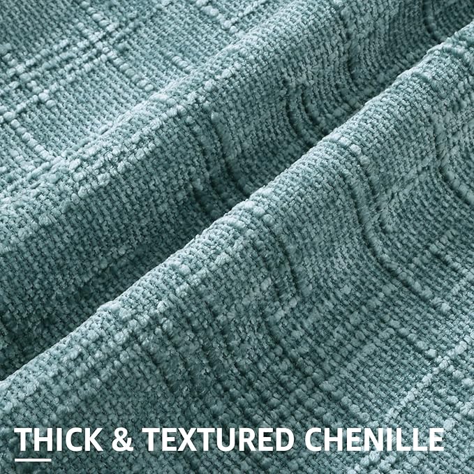 decorUhome Spring Teal Chenille Euro Sham Throw Pillow Covers 26x26 Set of 2 Textured Slubby Couch Pillow Covers Farmhouse Accent Modern Neutral Decorative Pillow Cases for Bed Sofa Living Room