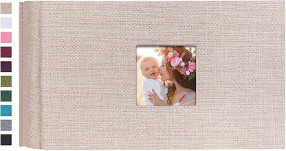 Mublalbum Small Photo Album 4x6 100 Photos Linen Cover Picture Book with Horizontal Pockets for Wedding Family Anniversary and Baby (Beige)