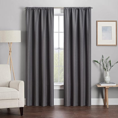 ECLIPSE Kendall Modern Blackout Thermal Rod Pocket Window Curtain for Bedroom or Living Room (1 Panel), 42" x 54", Charcoal