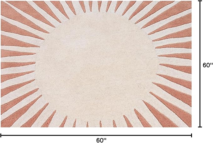 Modern Round Area Rug – Hand-Tufted with 100% NZ Wool, Thick & Soft Circular Carpet for Living Room, Bedroom & Dining Room Decor (Soft Pink, 5' Round)