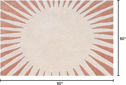 Modern Round Area Rug – Hand-Tufted with 100% NZ Wool, Thick & Soft Circular Carpet for Living Room, Bedroom & Dining Room Decor (Soft Pink, 5' Round)