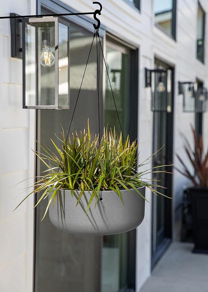 Veradek Mason Series Hanging Kona Planter - Round Planter for Outdoor Balcony/Patio | Made from Plastic-Stone Composite with Hanging Attachment | Modern Décor for, Flowers, Succulents, Small Plants