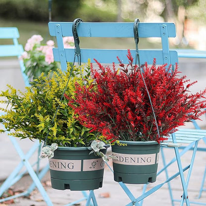 RECUTMS Spring Decoration, Artificial Greenery,36 Pcs Artificial Flowers Outdoors Fake Lavender Plants Indoor UV Resistant Plastic Faux Bouquets for Outdoor Home Garden Porch Decoration(Red)