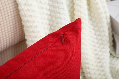 TangDepot Handmade Decorative Solid 100% Cotton Canvas Throw Pillow Covers/Pillow Shams, (12"x18", Red)