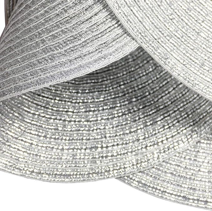SHACOS Christmas Silver Glitter Round Placemats Set of 6 Sparkle Bling Place Mats Glitz Table Mats for Holiday Home Party Wedding Festive Table Decoration (6, Silver)