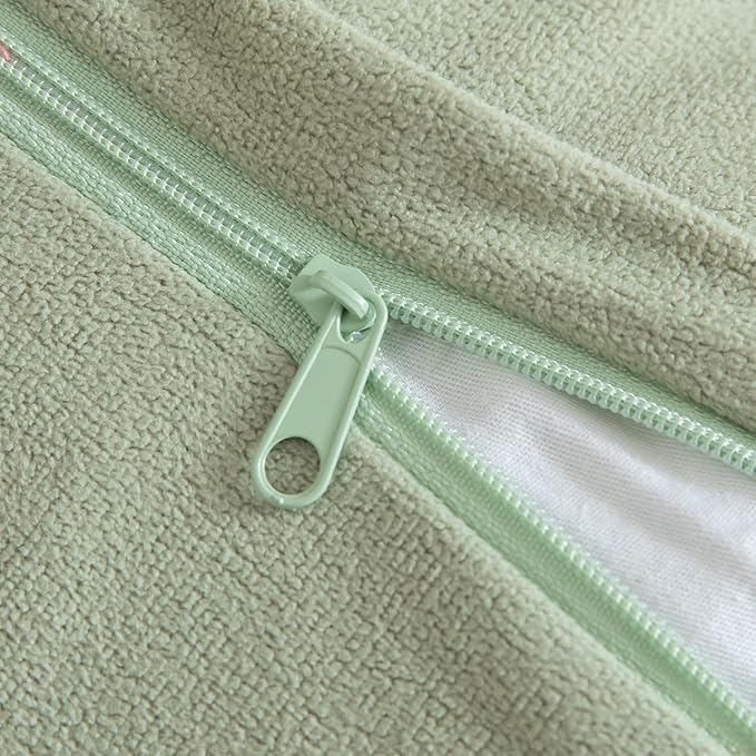 Yaertun Pack of 2 Faux Fur Throw Pillow Covers Decorative Sherpa Boucle Pillow Covers Fuzzy Soft Pillowcases Sheepskin Fleece Cushion Case for Couch Sofa Bed Living Room 22x22 Inch Sage Green