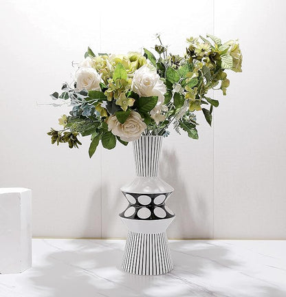 Magcolor Flower vase Large Black and White Striped Geometric Ceramic Vase -Modern Vase Decoration. Perfect Home Decoration Vase