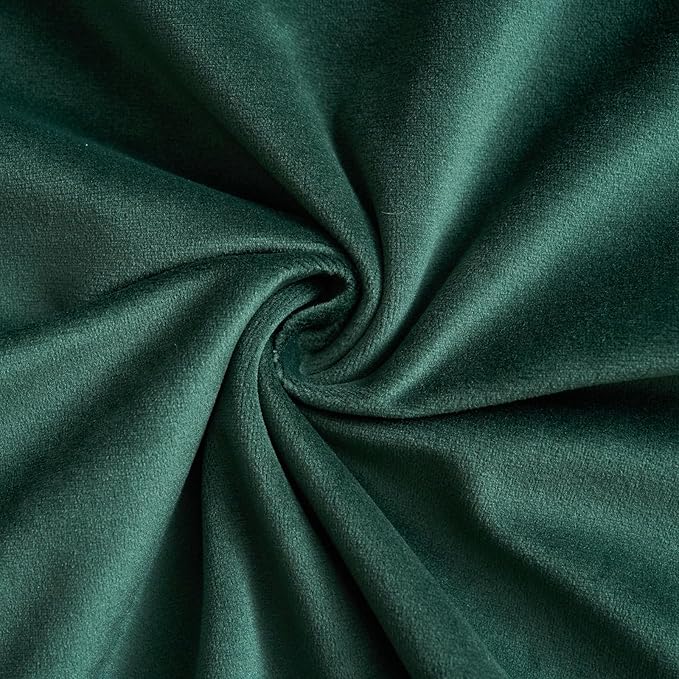 LIGICKY Set of 2 Christmas Dark Green Velvet Lumbar Pillow Covers Modern Minimalist Style Solid Decorative Red Rope Edging Soft Rectangle Cushion Cases for Sofa Bedroom Party Décor, 12 x 20 inch