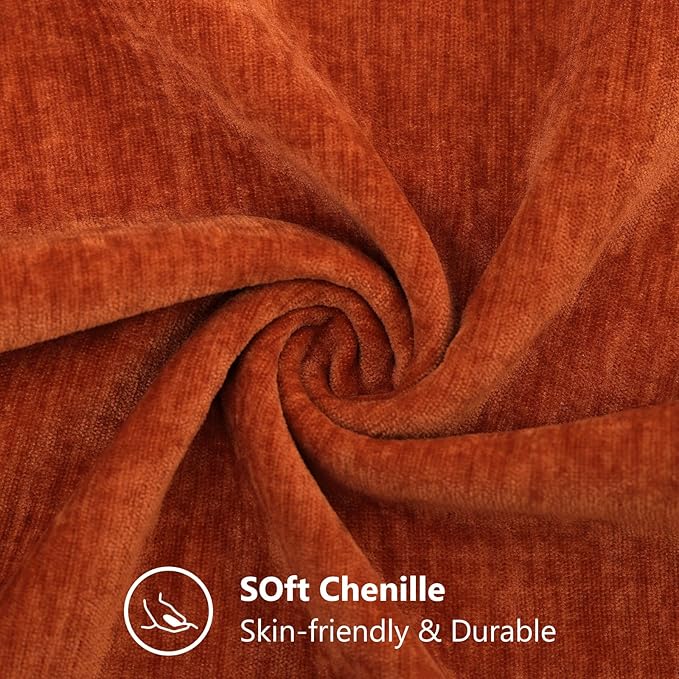 decorUhome Chenille Rust Throw Pillow Covers 20x20 Inch Set of 2, Decorative Soft Couch Pillow Covers Solid Dyed Accent Farmhouse Neutral Square Pillow Cases for Sofa