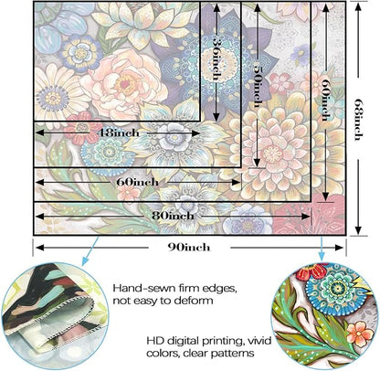 Neasow Colorful Floral Tapestry Wall hanging, Bright Boho Fabric Blossom Tapestries, Multi Color Tapestry for Bedroom Home Hippie Wall Decor 68×90 inch