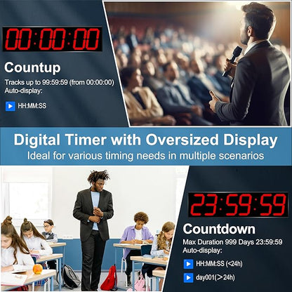 Large Digital Wall Clock 28" with GPS Auto-Sync, Remote Control & Timer, Wall-Mounted for Classroom, Office, Gym, Conference Room