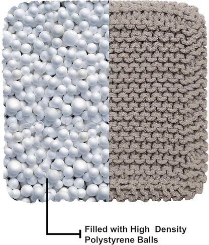 REDEARTH · Cube Pouf Foot Stool Ottoman - Hand Knitted Poof - Cord Boho Pouffe - Home Décor - Stuffed Footrest for Living Room - Bedroom - Nursery (16" x 16" x 16") - Taupe, Set of 2