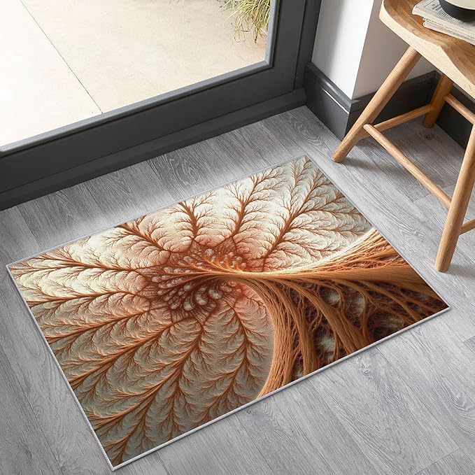 Abstract Art Rug 4x6, Washable Fractal Rugs for Living Room Bedroom, Contemporary Aesthetic Area Rug for Home Decor, Non Slip Backing Floor Carpet with Gripper - 4 x 6 ft