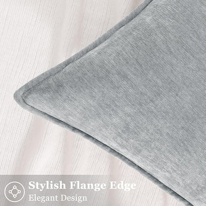 decorUhome Spring Couch Throw Pillow Covers 12x20 Set of 2, Decorative Soft Velvet Neutral Chenille Lumbar Pillow Covers with Elegant Design for Sofa Bed Living Room Home Decor, Ultimate Gray