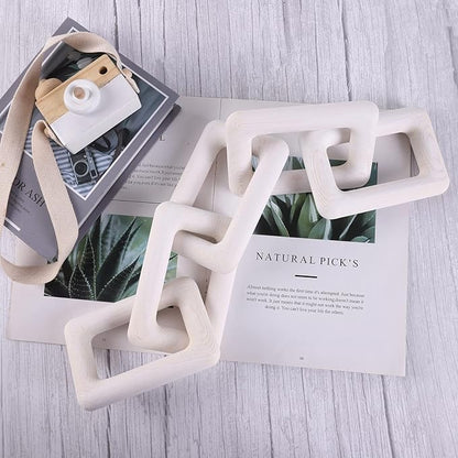 Ochine Wood Chain Link Decor 2 Link Decorative Chain Knot Hand Carved Pine Wood Chain Decor Modern Farmhouse Coffee Table Decor Wooden Rustic Chain Decor Boho Bead Garland for Living Room Bedroom
