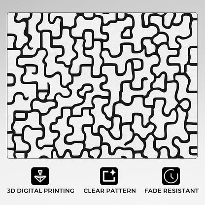 Abstract Geometric Rugs for Home Decor, 6x8 ft, Black and White Labyrinth Area Rugs for Living Room, Soft Non Slip Washable Modern Abstract Line Carpet Bedroom Decorations Dt-Ghf-31