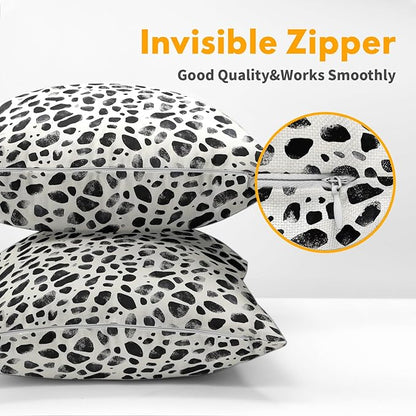 Polka Dot Pillow Covers 16x16 Set of 2 Decorations Black Cream Throw Pillow Covers Boho Decor Brush Strokes Pillowcases Modern Trendy Pattern Farmhouse Soft Cozy for Sofa Bed Home Decorative