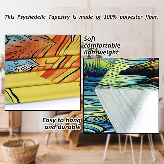 Serborlur Boho Sun Mountain Tapestry Trippy Forest Tree Tapestry Vintage Aesthetic Magic River Tapestries Nature Landscape Wall Hanging for Bedroom Home Decor (70.8" x 92.5")