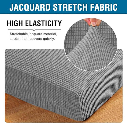 H.VERSAILTEX Multi-Pieces Loveseat Covers for 2 Cushion Couch High Stretch Couch Cushion Covers Jacquard Textured Twill Fabric(2 Seat Covers Plus 2 Back Cushion Covers, Dove)
