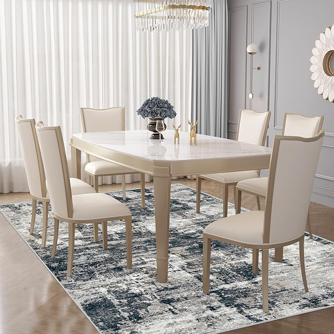 5x7 Area Rugs for Living Room, Washable Modern Abstract Large Area Rug Neutral Soft Non Slip Kids Rug Stain Resistant Indoor Carpet for Bedroom Nursery Dining Room Home Office(BlackGrey, 5'x7')