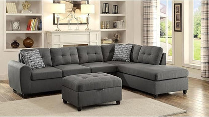 CHARMMA Grey Storage Ottoman, Grey, 33.00x25.00x19.50in