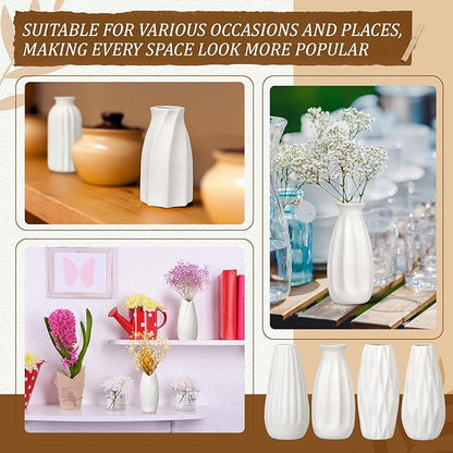 Yaomiao Set of 24 5'' White Ceramic Bud Vase Bulk Boho Rustic Small Flower Vase for Centerpieces for Wedding Home Dining Table Decoration DIY Gift, 12 Styles