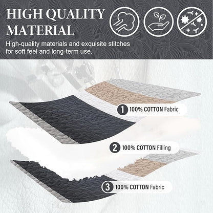 SahSahCasa 120"x102" 100% Cotton Oversized Queen Bedspread Coverlet Striped Quilt Set, Quilted Bedspread Extra Large Quilt, XL Bed Spread Lightweight Comforter, 3pc, Brown/Dark Slate Gray