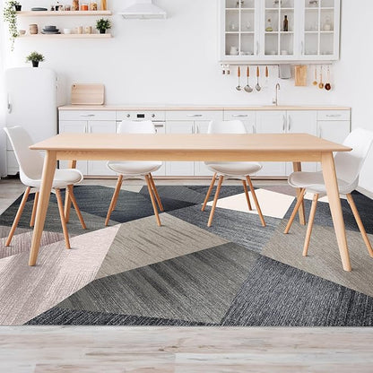 HOMFINE Washable Modern Area Rug - Geometry Style 5x7 Rugs for Living Room, Bedroom, Machine Washable Rug Soft Non Slip Non Shedding Area Rug - Green, 5'x7'