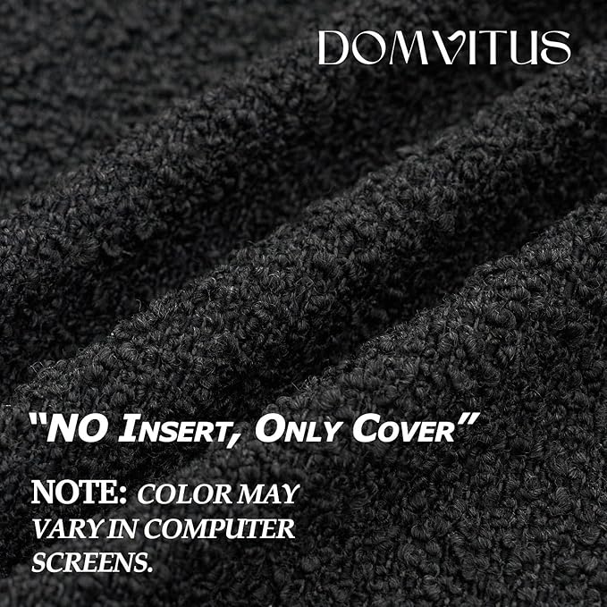 DOMVITUS Boucle Pillow Covers 18x18, Black Decorative Couch Pillows for Living Room, Throw Pillow Covers for Bedroom Chair Sofa Accent Couch Pillows Soft Cushion Case, 1PC