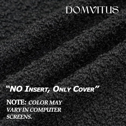 DOMVITUS Boucle Pillow Covers 18x18, Black Decorative Couch Pillows for Living Room, Throw Pillow Covers for Bedroom Chair Sofa Accent Couch Pillows Soft Cushion Case, 1PC